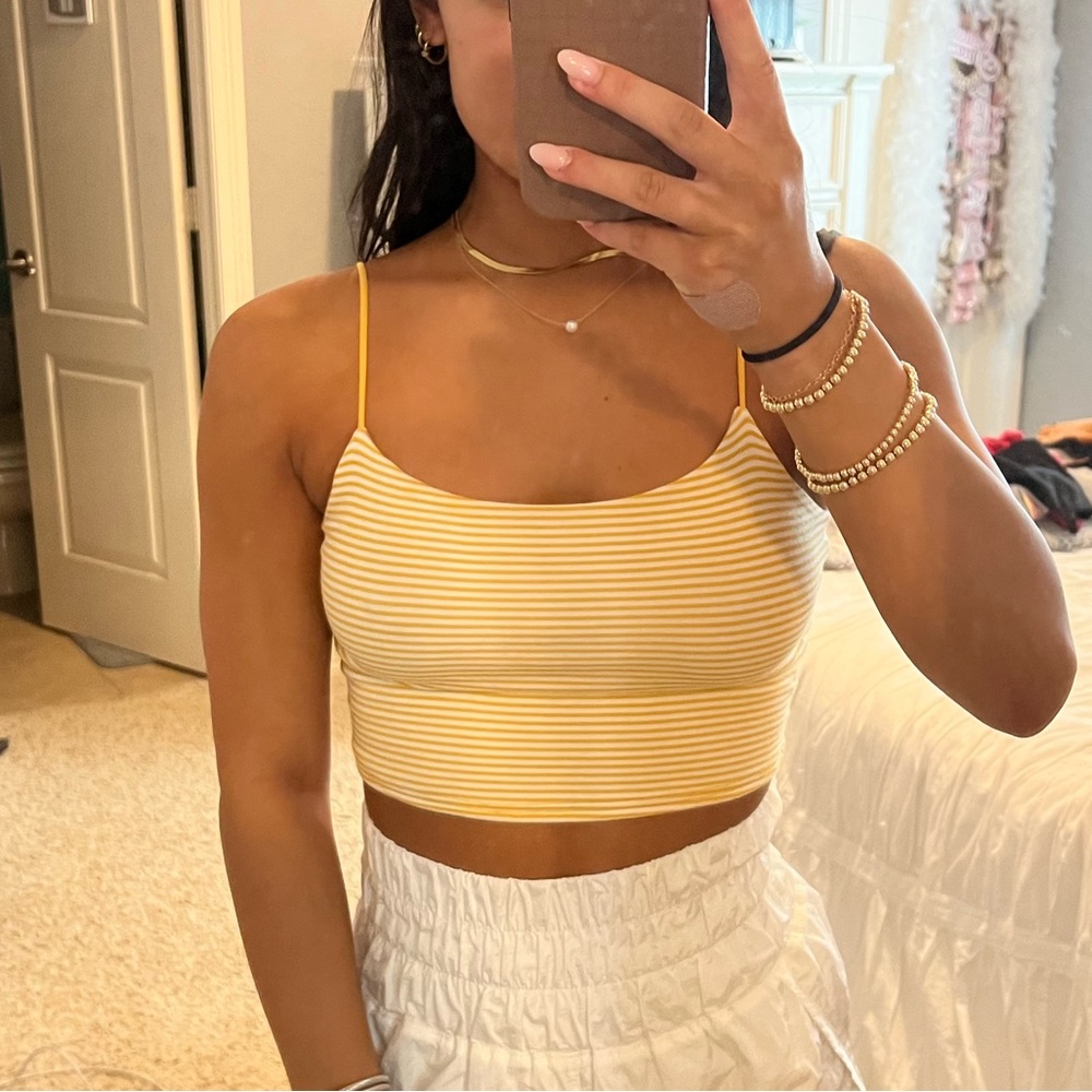 Pac Sun Basics Striped Yellow Tank Top